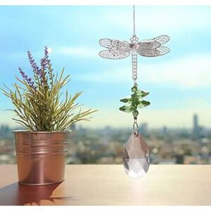 Crystal Suncatcher Dragonfly Sun Catchers Green‎ Prism Hanging Pendant New 11"
